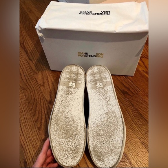 Diane von Furstenberg Leather Sneakers with Black, Red & Leopard Stripe Size 8 - Picture 6 of 6